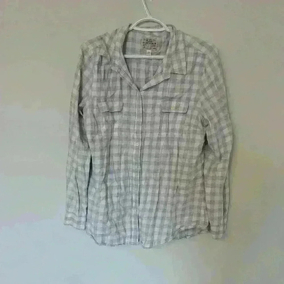 Old Navy , Plaid Button Down Shirt,  Grey and white, Size L - Picture 1 of 10